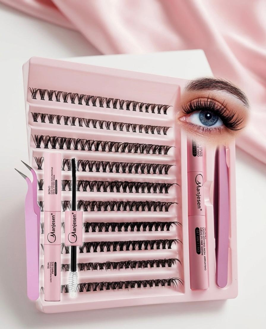 DIY Lashes Extension Kit Eyelashes 200 PCS Clusters Lash Bond and Seal Makeup Tools for Gluing Lashes Gluing Glue Accessories