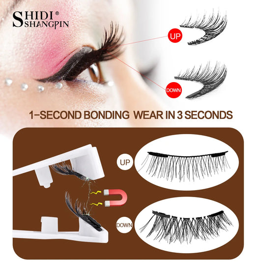 5 Pairs 3D Magnetic Lashes Kit with Curler Natural Soft Magnetic False Eyelashes No Glue Needed Fluffy Reusable Make Up