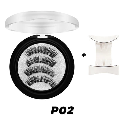 Magnetic Eyelashes 3D Natural False Eyelashes Reusable 4Pcs Magnet Clip Set Lashes Extension Makeup Tweezers Lash Set