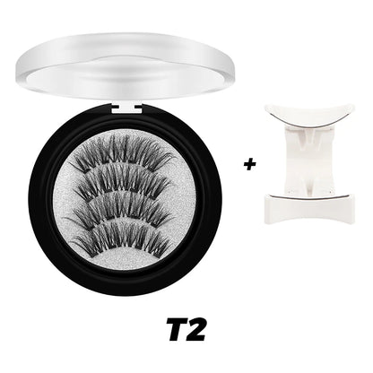 Magnetic Eyelashes 3D Natural False Eyelashes Reusable 4Pcs Magnet Clip Set Lashes Extension Makeup Tweezers Lash Set