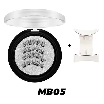 Magnetic Eyelashes 3D Natural False Eyelashes Reusable 4Pcs Magnet Clip Set Lashes Extension Makeup Tweezers Lash Set