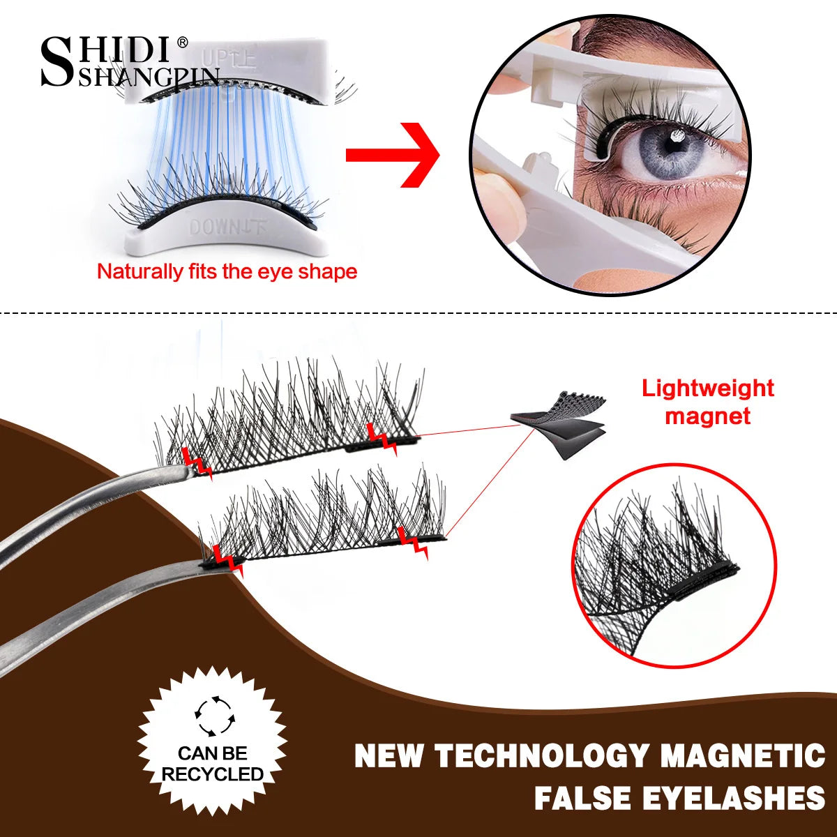 5 Pairs 3D Magnetic Lashes Kit with Curler Natural Soft Magnetic False Eyelashes No Glue Needed Fluffy Reusable Make Up