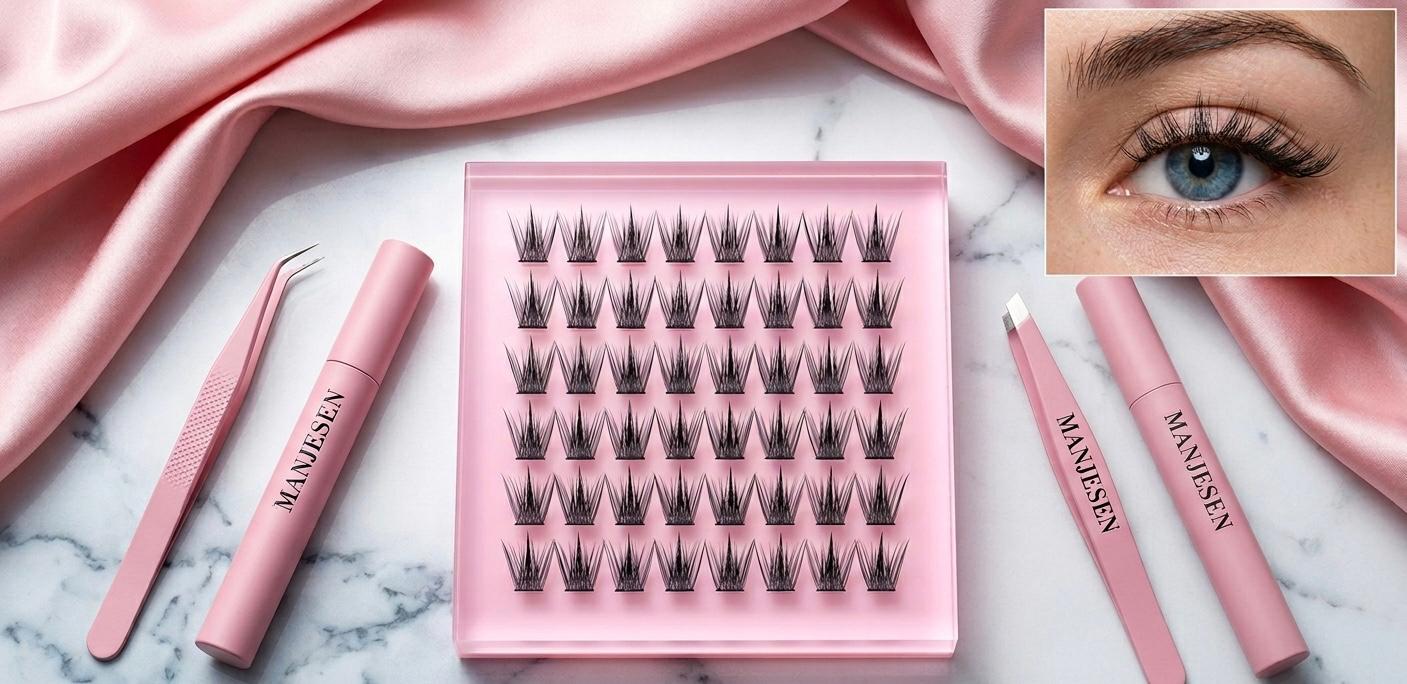 DIY Lashes Extension Kit Eyelashes 200 PCS Clusters Lash Bond and Seal Makeup Tools for Gluing Lashes Gluing Glue Accessories