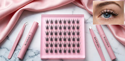 DIY Lashes Extension Kit Eyelashes 200 PCS Clusters Lash Bond and Seal Makeup Tools for Gluing Lashes Gluing Glue Accessories