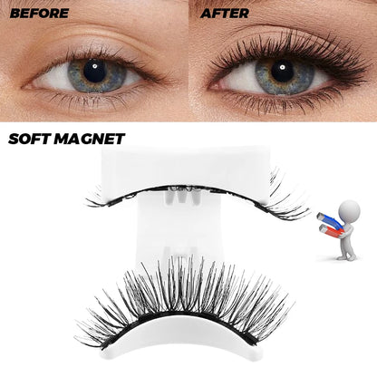 Magnetic Eyelashes 3D Natural False Eyelashes Reusable 4Pcs Magnet Clip Set Lashes Extension Makeup Tweezers Lash Set