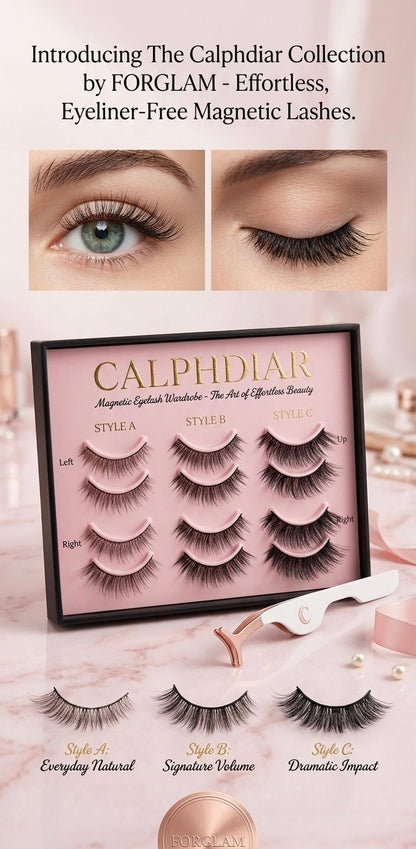 Magnetic Eyelashes - No Glue, No Eyeliner - Natural Look - 3 Styles - Synthetic Fibers - Black - Pair