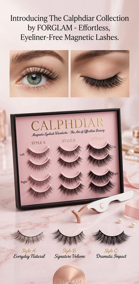 Magnetic Eyelashes - No Glue, No Eyeliner - Natural Look - 3 Styles - Synthetic Fibers - Black - Pair