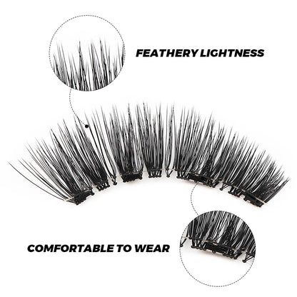 Magnetic Eyelashes 3D Natural False Eyelashes Reusable 4Pcs Magnet Clip Set Lashes Extension Makeup Tweezers Lash Set