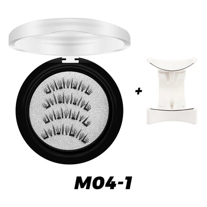 Magnetic Eyelashes 3D Natural False Eyelashes Reusable 4Pcs Magnet Clip Set Lashes Extension Makeup Tweezers Lash Set