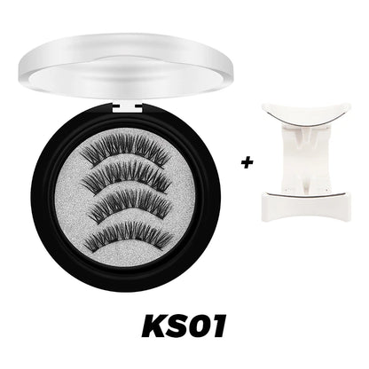 Magnetic Eyelashes 3D Natural False Eyelashes Reusable 4Pcs Magnet Clip Set Lashes Extension Makeup Tweezers Lash Set