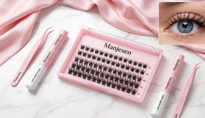 DIY Lashes Extension Kit Eyelashes 200 PCS Clusters Lash Bond and Seal Makeup Tools for Gluing Lashes Gluing Glue Accessories