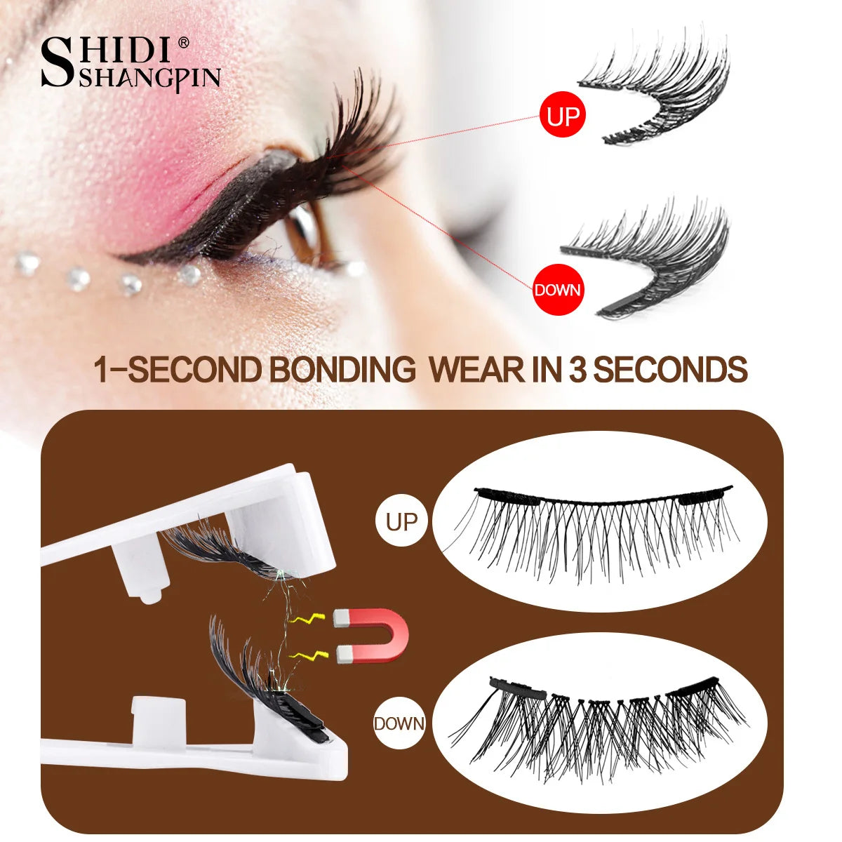 5 Pairs 3D Magnetic Lashes Kit with Curler Natural Soft Magnetic False Eyelashes No Glue Needed Fluffy Reusable Make Up