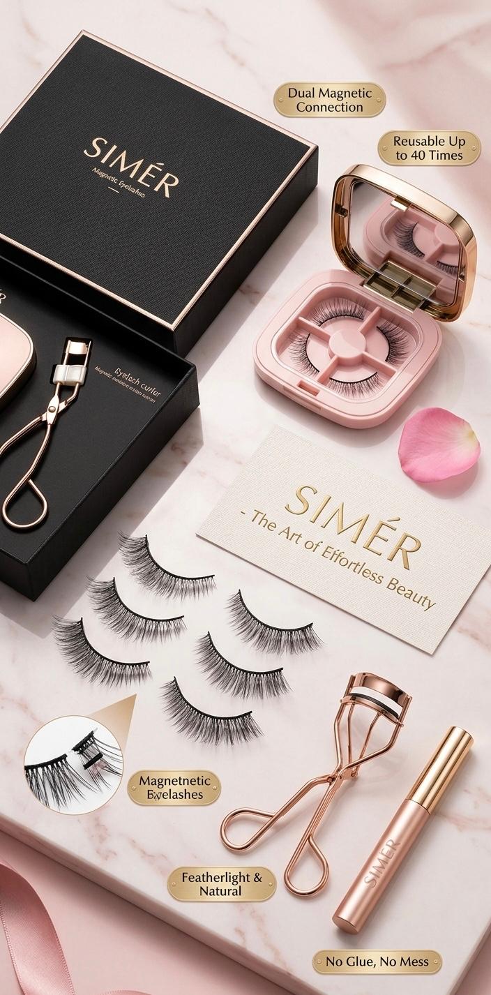Dual Magnetic Eyelashes with Applicator Soft Fluffy False Lashes Mink Natural Look 4D Reusable No Eyeliner or Glue Needed