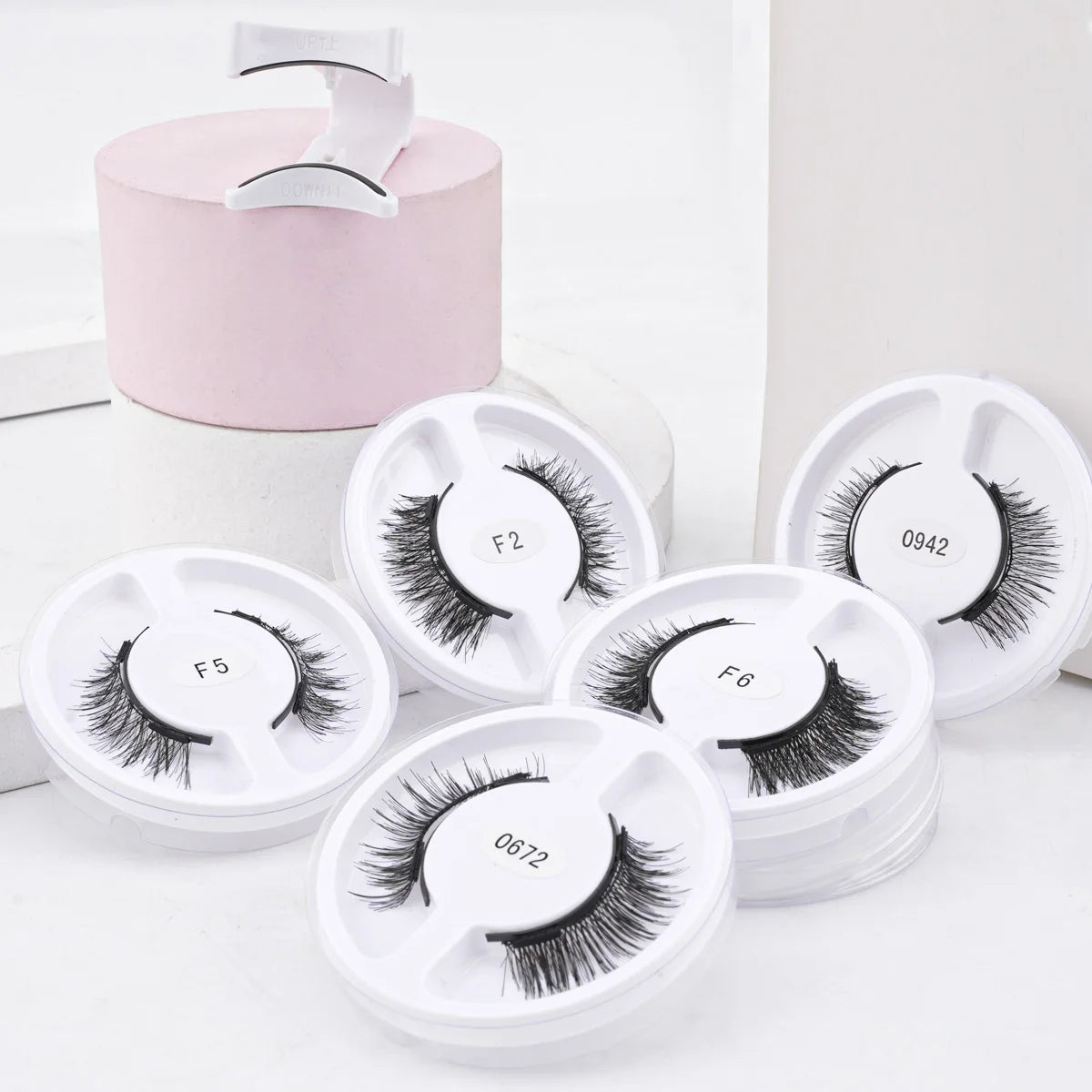 5 Pairs 3D Magnetic Lashes Kit with Curler Natural Soft Magnetic False Eyelashes No Glue Needed Fluffy Reusable Make Up