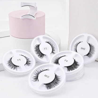 5 Pairs 3D Magnetic Lashes Kit with Curler Natural Soft Magnetic False Eyelashes No Glue Needed Fluffy Reusable Make Up